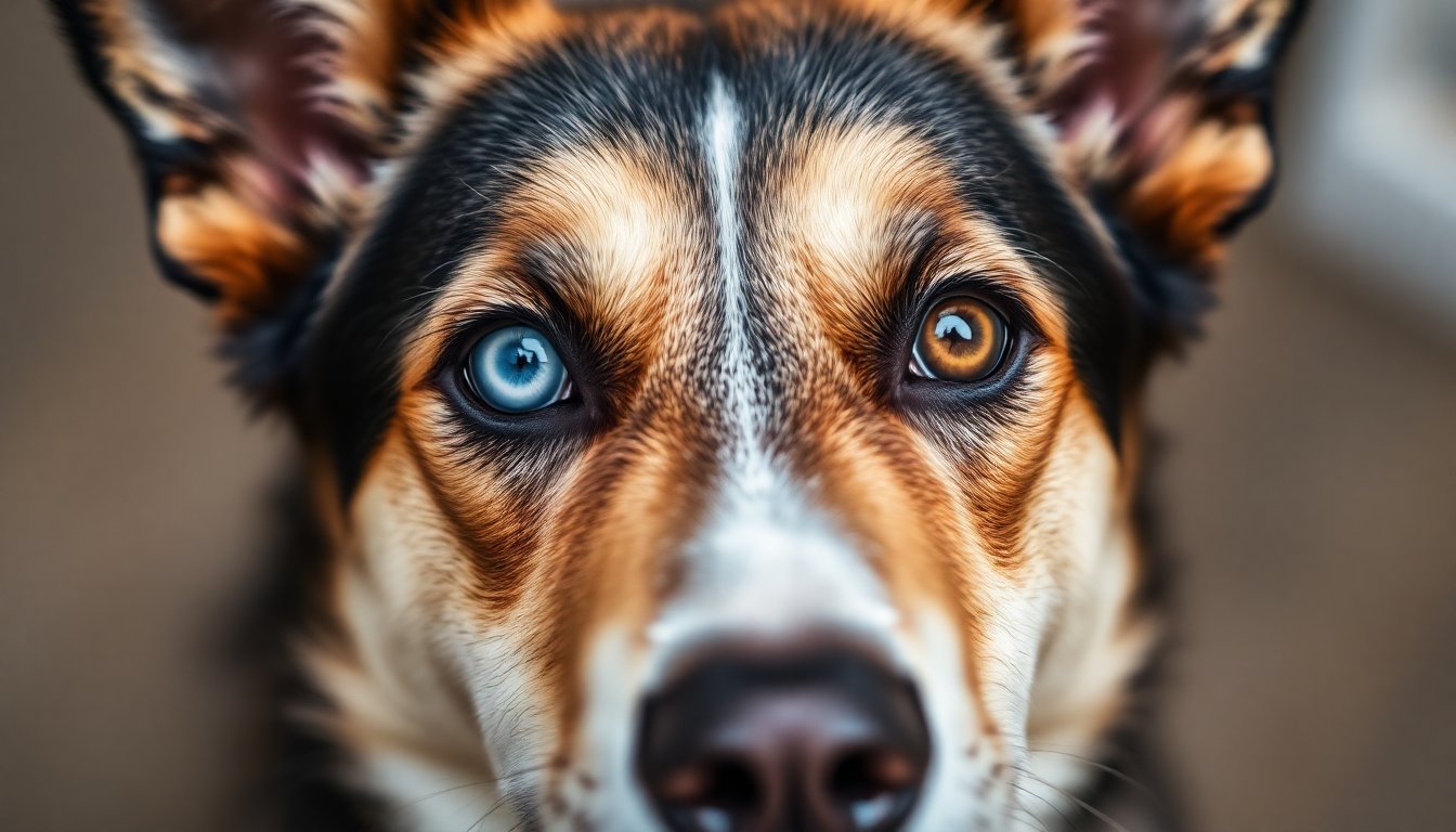 Yeux vairons d'un croisé Berger Allemand Husky