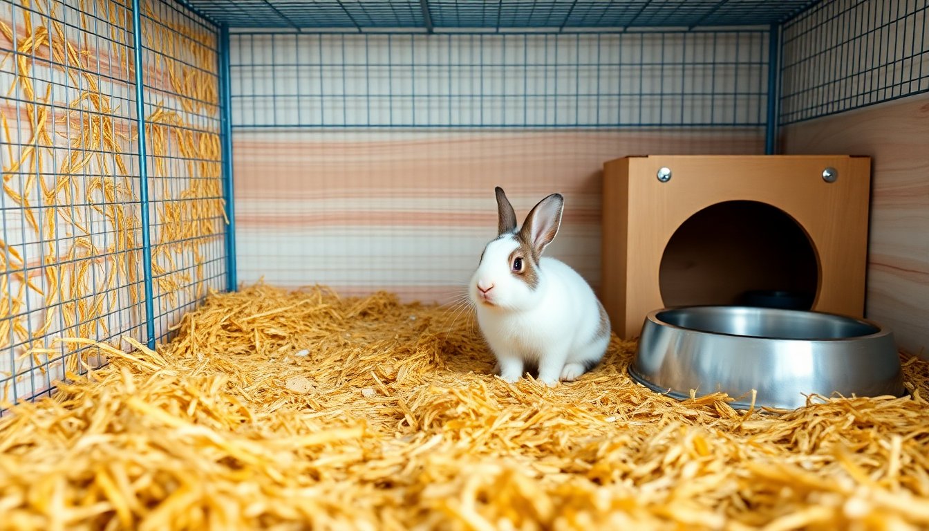 Enclos spacieux aménagé pour un lapin nain