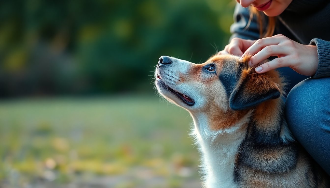 Complicité entre un chien et son maître