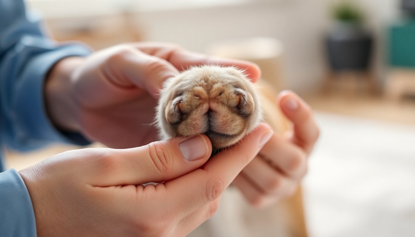 Examen de la patte et des griffes d'un chien