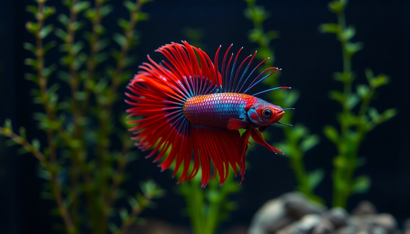 Poisson combattant Betta aux nageoires déployées