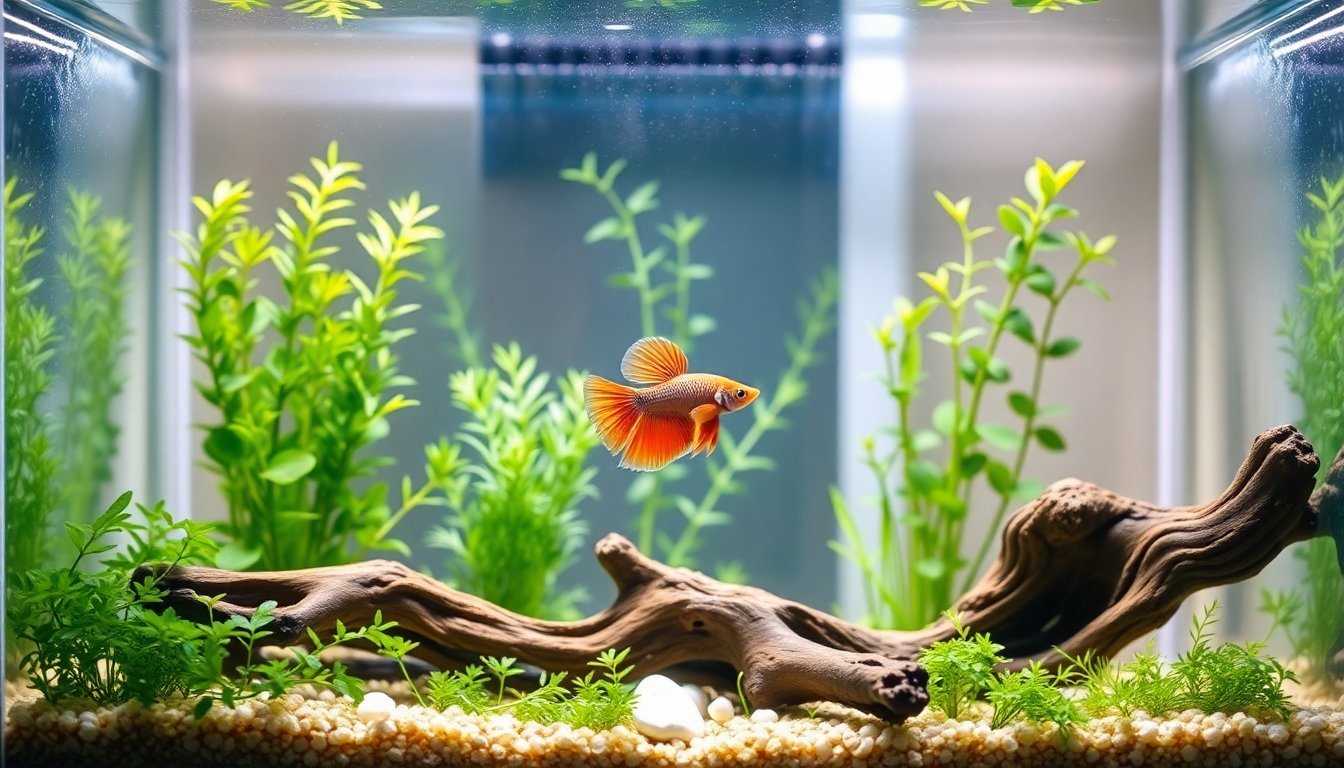 Aquarium planté aménagé pour un poisson combattant