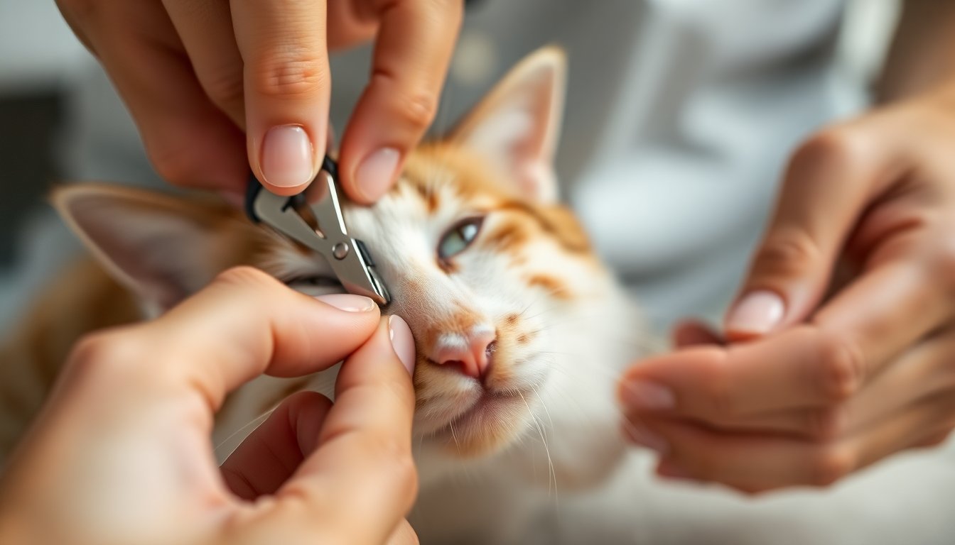 Coupe des griffes d'un chat avec un coupe-griffes